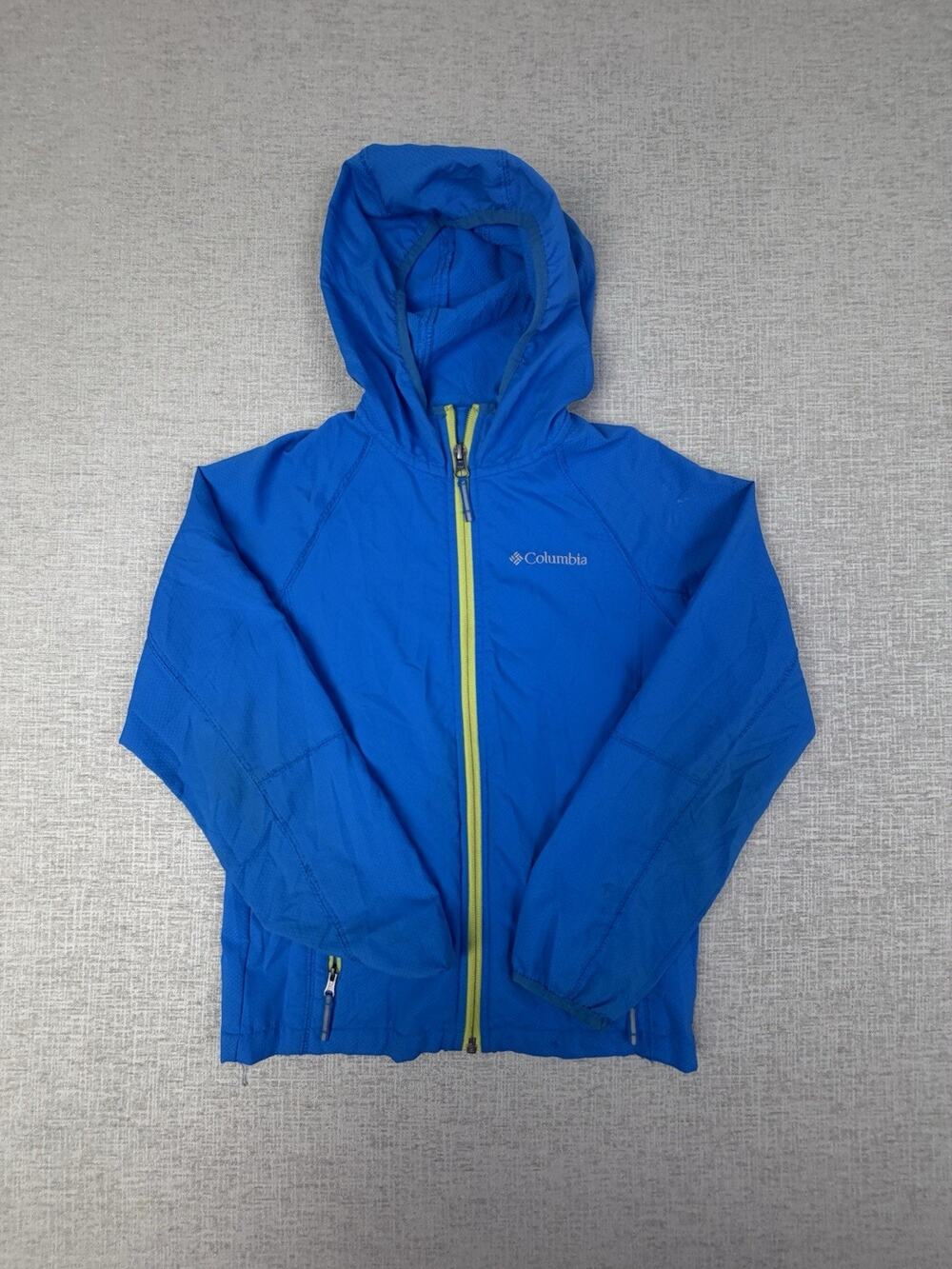 Columbia Kids Small Hooded Windbreaker Jacket Blue Full Zip Lightweight